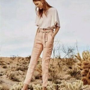 Anthropologie Elevenses Paperbag Waist Linen Blend Pants